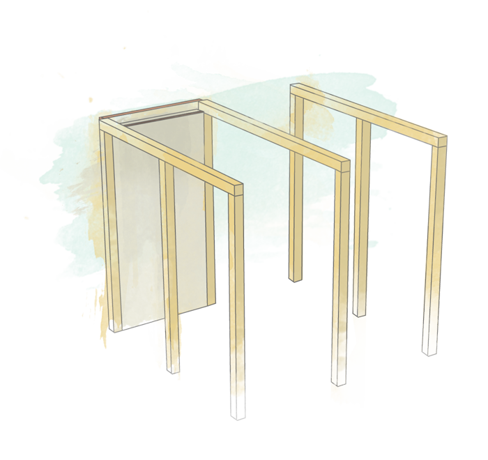 Garden office diagram of timber beam construction