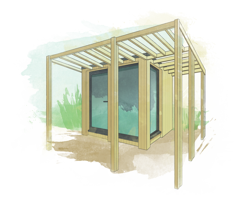 Depiction of a My Room Outside space featuring a pergola and decking