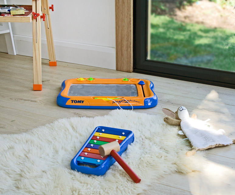 View of child's play den toys in the My Room Outside space