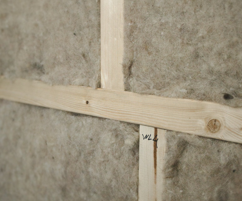 Close up of natural sheep's wool insulation