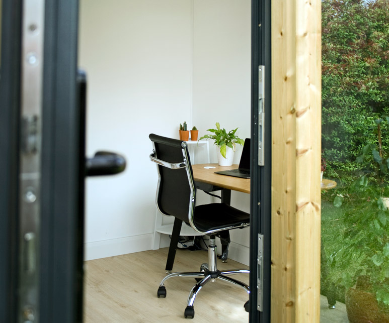 View of office desk in the My Room Outside space
